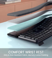 Teclado ergonómico inalámbrico, dispositivo con reposamuñecas, silencioso, modo Dual, recargable, para Win7/8/10 - details 3