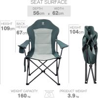 Silla de Camping Alta de 150kg Plegable, Resistente, Silla de Jardín con Bolsillo y Vasos - details 16