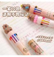 Capybara-10 bolígrafos multicolores Kawaii para niños, bolígrafo de dibujos animados de oso lindo, suministros de oficina escolar, papelería, regalo - details 4