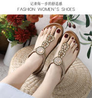 Sandalias de nuevo estilo con diamantes de imitación, cómodas, de punta redonda, para vacaciones en la playa, zapatos planos de talla grande - details 23