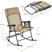 Plegable Carga 120KG con Reposabrazos y Apoyo para Cabeza 102x65,5x103 cm para Exterior Acampar Porche Balcón Beige - details 2