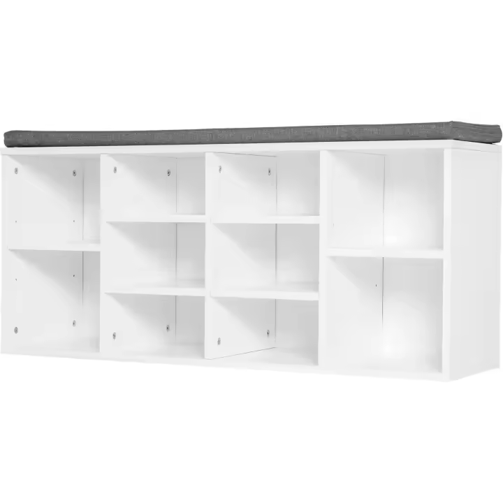 Mueble zapatero 8-10 pares de zapatos Estantes ajustables, Madera, Blanco, 104 x 30 x 48 cm - 1