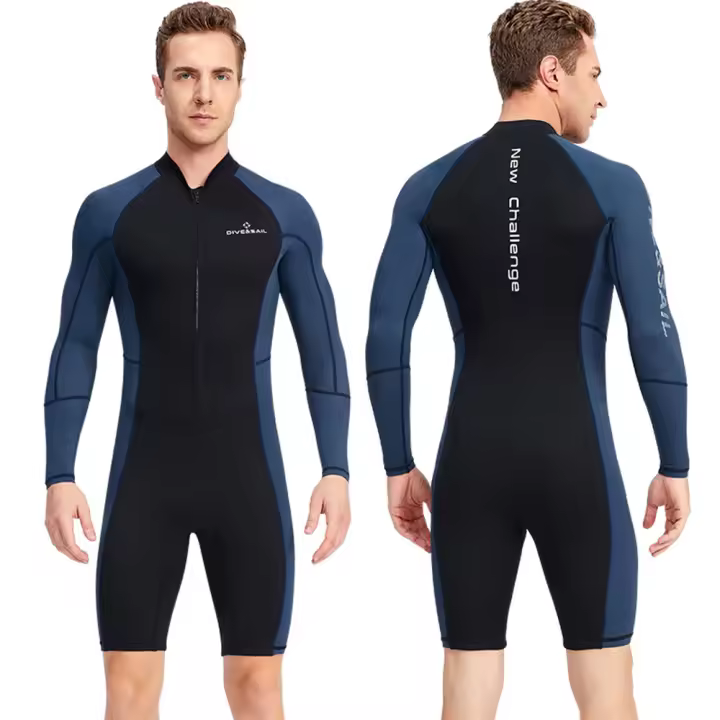 Trajes de neopreno para hombre, traje de neopreno con cremallera frontal, manga larga, para buceo, esnórquel, surf, canoa, triatlón de natación, 1,5mm - 1