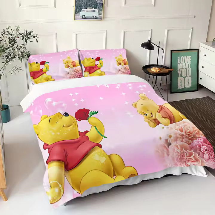 The Pooh Bear-juego de cama Universal para niños, funda de edredón con funda de almohada 3d, adecuado para niños - 1
