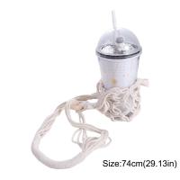 Bolsa de red para botella colgante bohemia, soporte para botella de agua tejido a mano, cuerda de algodón, soporte decorativo para taza de café - details 12