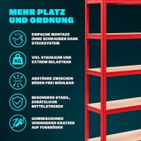 2X Estanterías Almacenaje Metálicas Cargas Pesadas 1750Kg 180x90x40cm Más Altas Rojas - details 8