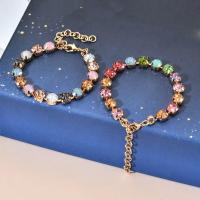 Pulsera de Tenis Ajustable con Cúbica de Arcoíris Cadena Chapada en Oro, Pulseras de Cristal - details 1
