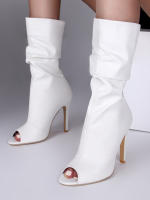 NOVEDAD DE VERANO 2025, botas geniales de barril alto para mujer, botas geniales grandes con cubierta de tacón alto y Boca de pescado - details 13