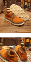Cuero genuino de alta gama de cuero de vaca puro esmerilado zapatos altos casuales de tabla zapatos transpirables con suela gruesa. - details 8
