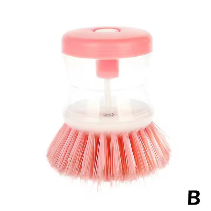 Plato para olla de lavado de cocina con relleno de líquido al presionar no daña la sartén, dispensador automático de cepillo de limpieza - 1