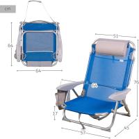 62262 - Pack de 2 sillas plegables multiposición para playa, jardín, terraza o camping beige, Medidas 64x11x64cm, 4 posiciones, con cojín en el cabecero, Incluye asa de transporte, Ibiza X2 - details 38