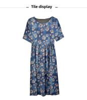 Elegante Vestido de Seda Hielo para Mujer Ajuste Suelto Largo Manga Larga Moda de Verano 2023 Estilo Floral Falda para Madre de Edad Media - details 2