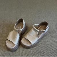 Cuero suave ~ Casual con aumento de altura y suela gruesa para mujer Sandalias versátiles impresionantes de verano - details 0