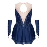 Niños artístico patinaje artístico danza con guantes brillantes Rhies m gimnasia leotardo vestido de tutú de ballet lírico - details 1