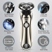 Kemei-afeitadora rotativa para hombre, máquina de afeitar eléctrica en seco y húmedo con sistema de limpieza inteligente, recargable, lavable, Ipx6 - details 2