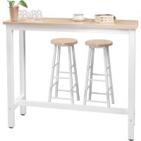 Taburete de Bar Muebles Cocina Silla de Comedor para Salón Cocina Mesa 140x40x100 cm Estructura de Metal, MDF Blanco - details 15