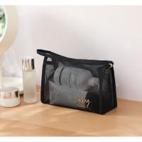 Bolsa De Maquillaje Para Mujer De Tela Malla Negra Gran Capacidad Organizador De Viaje Portátil Bolsas De Toallas De Higiene Personal - details 4