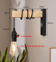 Lámpara de pared de madera Retro, candelabro Vintage, accesorio E27, decoración interior del hogar, comedor, mesita de noche, iluminación de dormitorio - details 1