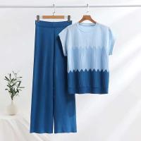 Pantalones informales de verano con gradiente, ropa informal, pijama de 2 piezas, conjunto de camiseta sin mangas de punto, conjunto de dos piezas para mujer 2025 - details 5