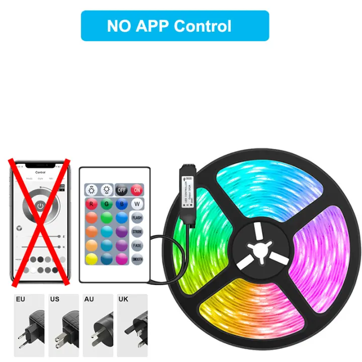 1Set Bluetooth APP 5050RGB Led Lights Strips with Power Adapter Cable Controller  Flexible Tape TV Led Ribbon For Bedroom party - 1