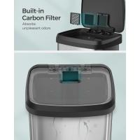 Cubo de basura de acero inoxidable de 18 galones, con Pedal de paso con tapa abierta, cierre suave, gran ahorro de espacio, Sier y negro - details 5