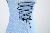 Vintage Women Summer Polka Dot Print Halter Party Dresses - details 13
