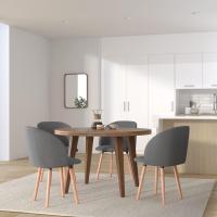 Silla de Comedor Nórdica Ergonómica con Resalto y Brazos Tapizada en Lino Madera para Patas - details 1