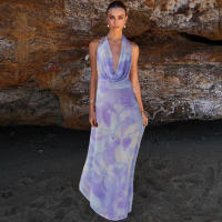 BUNO-Conjunto de 2 piezas con cuello oscilante para mujer, traje a juego con cuello Halter y espalda descubierta, falda con volantes de malla - details 21