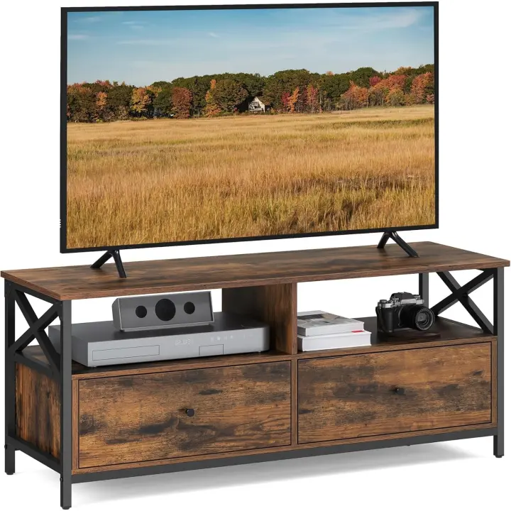 Mueble de Televisión de Estilo Industrial 3 Cajones 40 x 147 x 50 cm Acero Marrón Rústico - 1