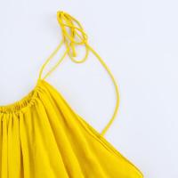 BUNO-diseño de estilo de vacaciones, vestido tipo chaleco atado con cuello, novedad de verano 2025, falda larga acampanada con cintura ajustada y adelgazante - details 4