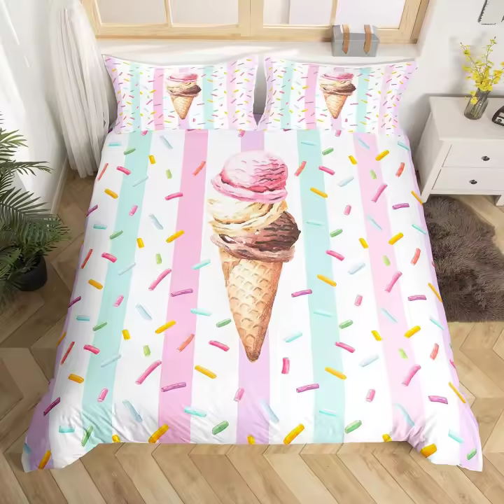 Funda de Edredón de Cremallera de Poliéster Tamaño Rey Diseño de Pastel de Cremalla - 1
