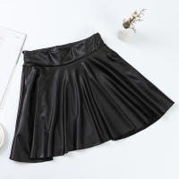 Falda Mini De Cintura Alta Elástica Para Mujer En Imitación De Cuero Poliéster Fibra Estilo Callejero Ajuste Ligero Silueta Plisada - details 3