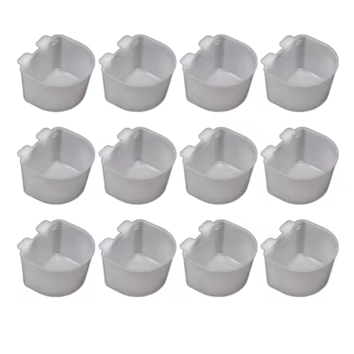 Cuenco de agua de plástico para alimentación de loros, herramienta alimentadora de jaula para palomas a prueba de salpicaduras, taza de agua para comida, bebedero colgante para jaula de pájaros, 5 uds. - 1