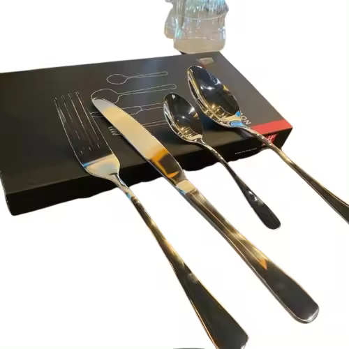 Juego de vajilla de 4 piezas, combinación de cuchillo y tenedor para comida occidental de calidad alimentaria de acero inoxidable para el hogar - 1