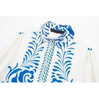 BUNO-conjunto con estampado vintage para mujer, camisa de manga larga con botonadura única, blusa holgada, pantalones elegantes de pierna recta - details 4