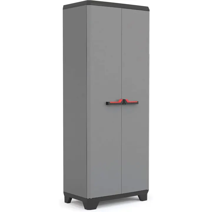 Armario Stilo Alto | Amario Alto de almacenaje | resina | 2 Puertas y 3 baldas Regulables en Altura | Color Gris/Negro | 173 x 68 x 39 cm - 1