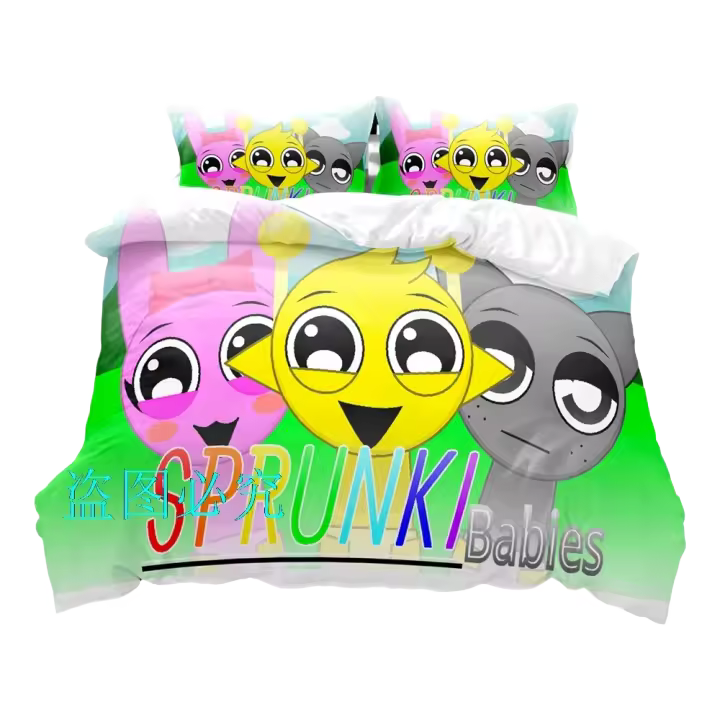 Juego de Ropa de Cama Sprunki Tamaño Cama Única, Tamaño Rey, Tamaño Compacto Duerme en Anime - 1