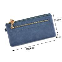 Cartera de Mujer de Cuero con Pulido Dull de Gran Capacidad Billetera de Doble Cierre Clutch Wristlet Cartera de Teléfono Monedero Porta Tarjetas Multiporo - details 22