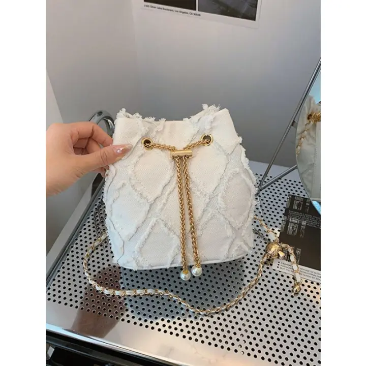 Glovento - Bolsos para Mujer 2025, Estilo Clásico, Color Sólido, Costuras a Diamantes, Bucket de Hombre, Cordón Metálico, Perfecto para Compras - 1
