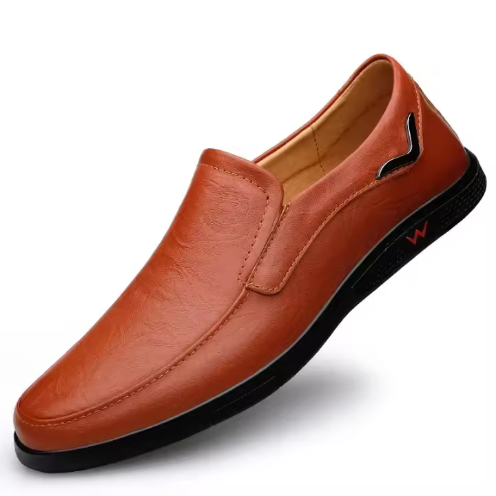 Zapatos de hombre hechos a mano, zapatos de cuero de negocios, mocasines con suela de goma, zapatos informales sin cordones para hombre, zapatos de trabajo y oficina, zapatos de vestir planos negros - 1