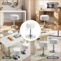 Taburetes de Maquillaje Redondos Pequeños Regulables en Altura, 54-69 cm, Taburetes Bar Bajo PU para Tocador, Dormitorio, Oficina en Casa y Salón - details 41