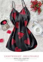 Mini camisón de mujer sin espalda con cuello en V con estampado satinado, pijamas, pijamas sexy cosplay - details 8