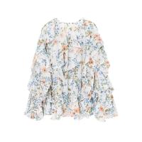 2025 Loose Floral Long Sleeve with Decorative Layered V-Neck Summer Novelty Simple Temperament Shirt for Women - details 6