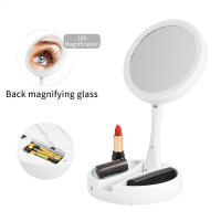 LZ1217 Espejo Cosmético Iluminado 1/10x - Espejo de aumento conveniente para llevar, espejo de baño con iluminación LED en tres colores, rotación de 360°, ideal para afeitarse, depilarse y recortar cejas, redondo. - details 0