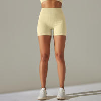 Hamidou-pantalones cortos de Yoga para mujer, Shorts deportivos de cintura alta, sin costuras, con realce de glúteos, para gimnasio, entrenamiento de verano - details 9