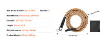 SucceBuy Cuerda de escalada para gimnasio, cuerda de entrenamiento físico para gimnasio, cuerda de entrenamiento para ejercicio, 1,5 "de diámetro y 10 pies de longitud - details 6