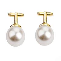 Tre redondo de perlas de imitación blancas para hombre, gemelos de negocios simples, regalos de boda - details 2