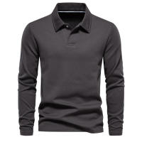Tops casuales de color sólido con cuello de manga larga para hombre, solapa de moda, ropa versátil, primavera y otoño, nuevo - details 4