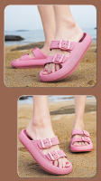 Sandalias de plataforma gruesa con hebilla ajustable para mujer, zapatos de playa, zapatillas de baño, toboganes de suela plana de EVA suave, talla grande 36-47 - details 12
