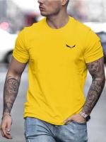 Verano de los hombres tamaño suelto 100% algodón estampado de pájaros Slim Fit Casual cuello redondo manga corta camiseta Top - details 12